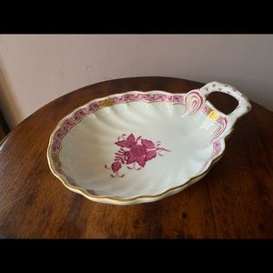 Herend Raspberry Chinese Bouquet porcelain bon bon dish